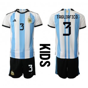 Argentina Nicolas Tagliafico #3 Domaci Dres za Dječji SP 2022 Kratak Rukavima (+ kratke hlače)